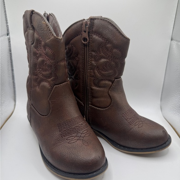Cat & Jack Toddler Size 9 Kids' Brown Pleather Western Cowboy Boots - Picture 1 of 10